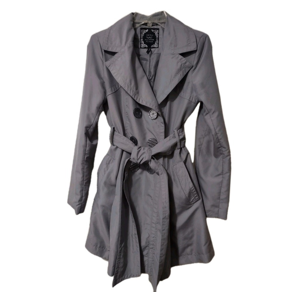 Yoki Collection Women's Size Medium New York Belted Coat  Jacket  Gray 2 Pockets